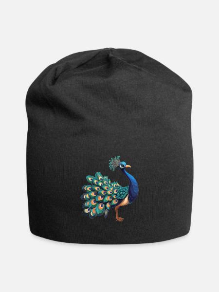 Pfaue Pfau - Jersey-Beanie - Schwarz