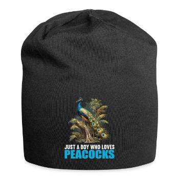 Pfaue Pfau - Jersey-Beanie - Schwarz - Vorne