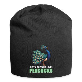 Pfaue Pfau - Jersey-Beanie - Schwarz - Vorne
