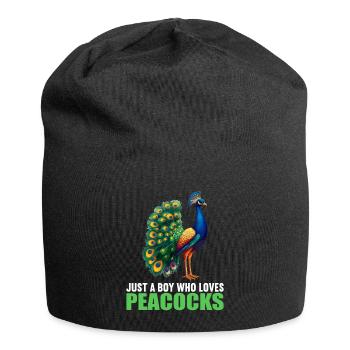 Pfaue Pfau - Jersey-Beanie - Schwarz - Vorne