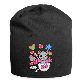 Fledermaus Eierschale Geburt Ei Kinder Kind - Jersey-Beanie - Schwarz - Vorne