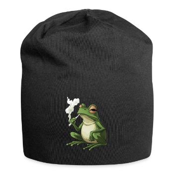 Frosch mit Zigarette im Mund - Weed Frosch Design - Jersey-Beanie - Schwarz - Vorne