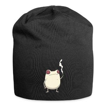 Frosch mit rotem Auge und Cannabisblüte - Jersey-Beanie - Schwarz - Vorne