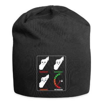 Madagascar Stimmungslevel Glücklich bis Ohne Sprit - Jersey-Beanie - Schwarz - Vorne