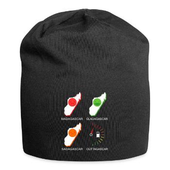 Madagascar Stimmungslevel Glücklich bis Ohne Sprit - Jersey-Beanie - Schwarz - Vorne