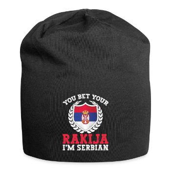 Du Wettest Deinen Rakija, Ich Bin Serbe - Jersey-Beanie - Schwarz - Vorne