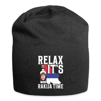 Entspannen Sie Es, Es Ist Zeit Für Rakija - Jersey-Beanie - Schwarz - Vorne
