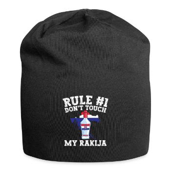 Regel Nr. 1 Berühre Meine Rakija Nicht - Jersey-Beanie - Schwarz - Vorne