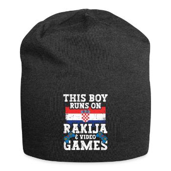This Boy Runs on Rakija - Jersey Beanie - charcoal grey - Front