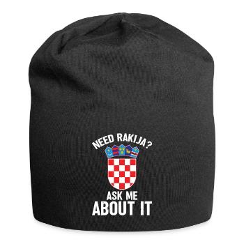 Benötigen Sie Rakija? Fragen Sie Mich Danach - Jersey-Beanie - Schwarz - Vorne
