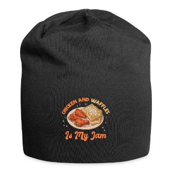 Chicken Waffles Breakfast Waffle Cook - Jersey Beanie - black - Front