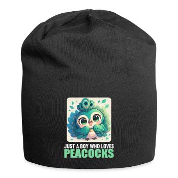 Pfaue Pfau - Jersey-Beanie - Schwarz - Vorne