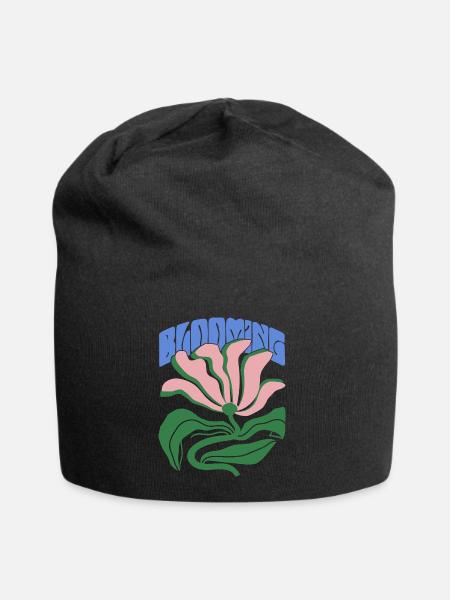 Blühende Stärke - Jersey-Beanie - Schwarz