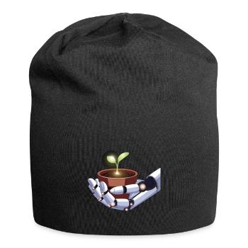 Robot Hand Holding Plant Design - Jersey-Beanie - Schwarz - Vorne