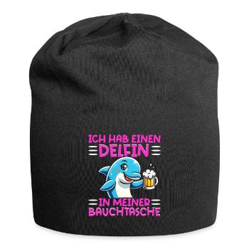Delfin in meiner Bauchtasche Lustige Mallorca - Jersey-Beanie - Schwarz - Vorne