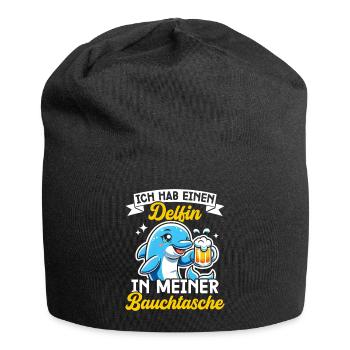 Delfin in meiner Bauchtasche Lustige Mallorca - Jersey-Beanie - Schwarz - Vorne