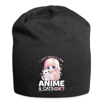 Anime & Chats Kawaii - Bonnet en jersey - noir - Devant