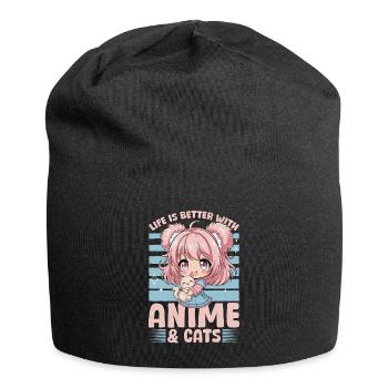 Anime & Chats Kawaii - Bonnet en jersey - noir - Devant