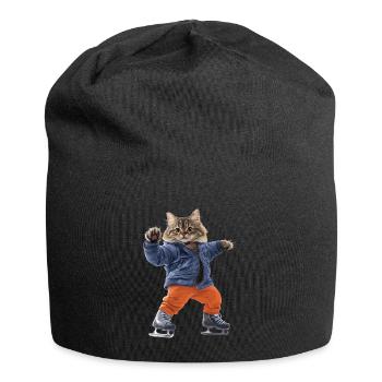 Katze - Jersey-Beanie - Schwarz - Vorne