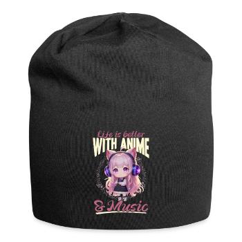 Anime et musique Kawaii - Bonnet en jersey - noir - Devant