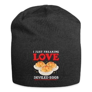 Deviled Eggs Gefüllte Eier Geschenke - Jersey-Beanie - Anthrazit - Vorne
