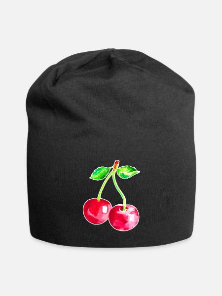 Kirsche, Rote Kirschen - Jersey-Beanie - Schwarz
