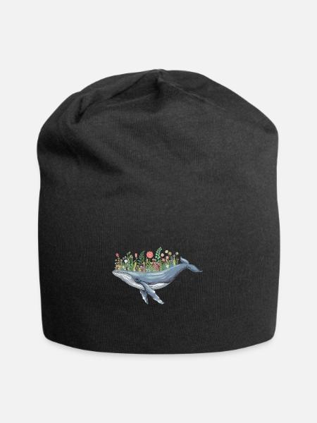 Wunderschöner Wal Mit Blumenmotiv Für - Jersey-Beanie - Schwarz
