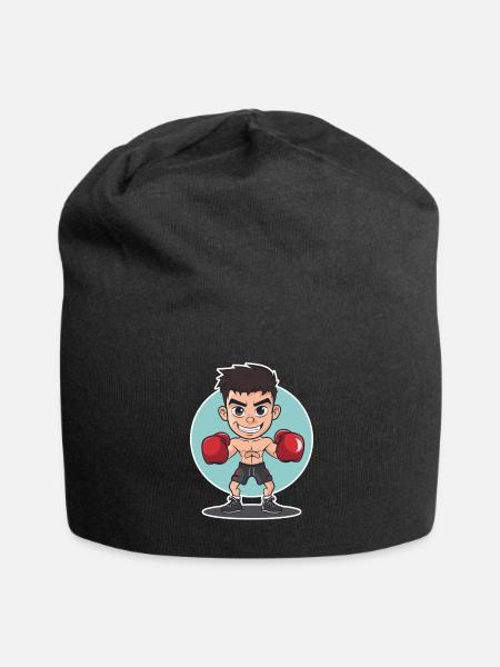 Boxer Comic Look - Jersey-Beanie - Schwarz