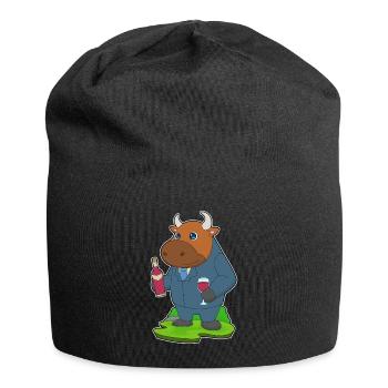 Taurus Bottle of Red Wine - Jersey Beanie - black - Front