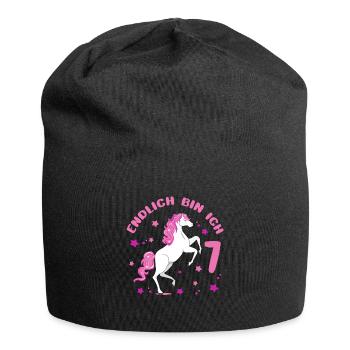 Cheval de 7 ans Enfin je suis 7 filles 7. - Bonnet en jersey - noir - Devant