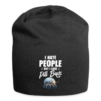 Ich Hasse Menschen, Aber Ich Liebe Pillenkäfer - Jersey-Beanie - Schwarz - Vorne