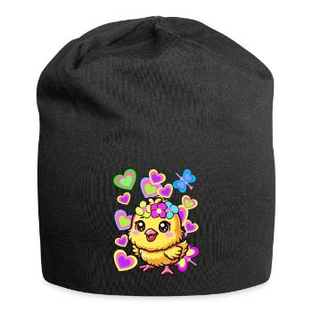 Kinder Kind Baby Küken Ostern Osterfest - Jersey-Beanie - Schwarz - Vorne