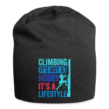 Klettern - es ist kein Hobby. Es ist ein Lebensstil - Jersey-Beanie - Schwarz - Vorne