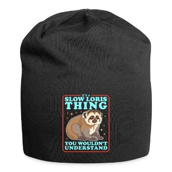 Plumploris lustige Slow Lorises Geschenk - Jersey-Beanie - Schwarz - Vorne