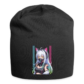 Futuristische Cyberpunk Girl - Jersey-Beanie - Schwarz - Vorne