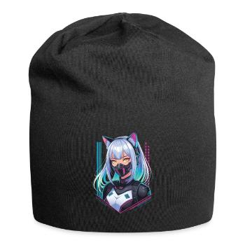 Cyberpunk Girl Future Cat Ears - Jersey Beanie - black - Front