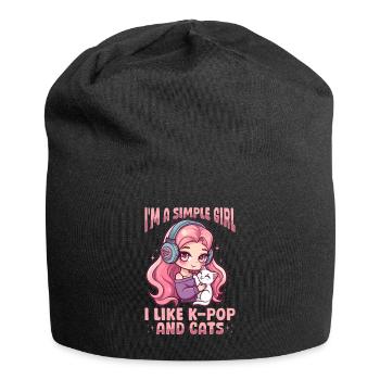 Anime K Pop & Cats Kawaii - Jersey-Beanie - Schwarz - Vorne
