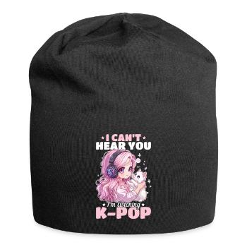 Anime K Pop & Cats Kawaii - Jersey-Beanie - Schwarz - Vorne