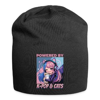 Anime K Pop & Cats Kawaii - Jersey-Beanie - Schwarz - Vorne