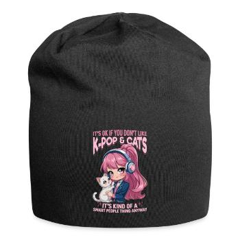 Anime K Pop & Cats Kawaii - Jersey-Beanie - Schwarz - Vorne