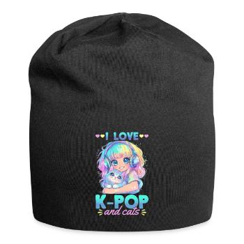 Anime K Pop & Cats Kawaii - Jersey-Beanie - Schwarz - Vorne
