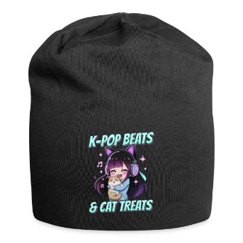 Anime K Pop & Cats Kawaii - Jersey-Beanie - Schwarz - Vorne