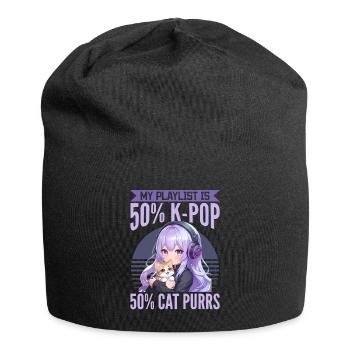 Anime K Pop & Cats Kawaii - Jersey-Beanie - Schwarz - Vorne