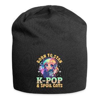 Anime K Pop & Cats Kawaii - Jersey-Beanie - Schwarz - Vorne