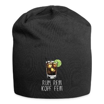 Rum rein Kopf fein - Saufspruch Longdrink und Lime - Jersey-Beanie - Schwarz - Vorne