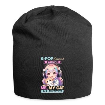 Anime K Pop & Cats Kawaii - Jersey-Beanie - Schwarz - Vorne