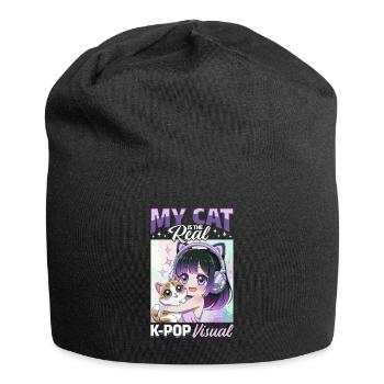 Anime K Pop & Cats Kawaii - Jersey-Beanie - Schwarz - Vorne