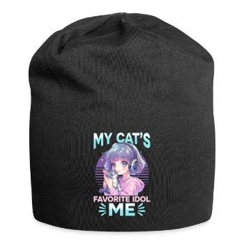 Anime K Pop & Cats Kawaii - Jersey-Beanie - Schwarz - Vorne