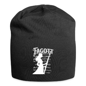 Fagott Spielerin mit Noten Hintergrund Fagottistin - Jersey-Beanie - Schwarz - Vorne