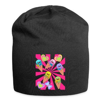 Eis Eiskrem Eiscrem Retro 80er 90er Sommer - Jersey-Beanie - Schwarz - Vorne